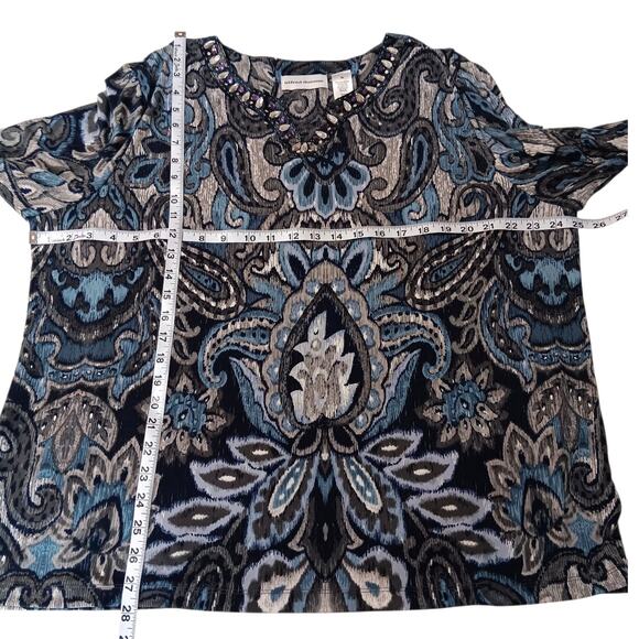 ALFRED DUNNER Beaded Stretchy Tunic‎ Top Blouse XL Career Dressy Travel Trip - Picture 4 of 8
